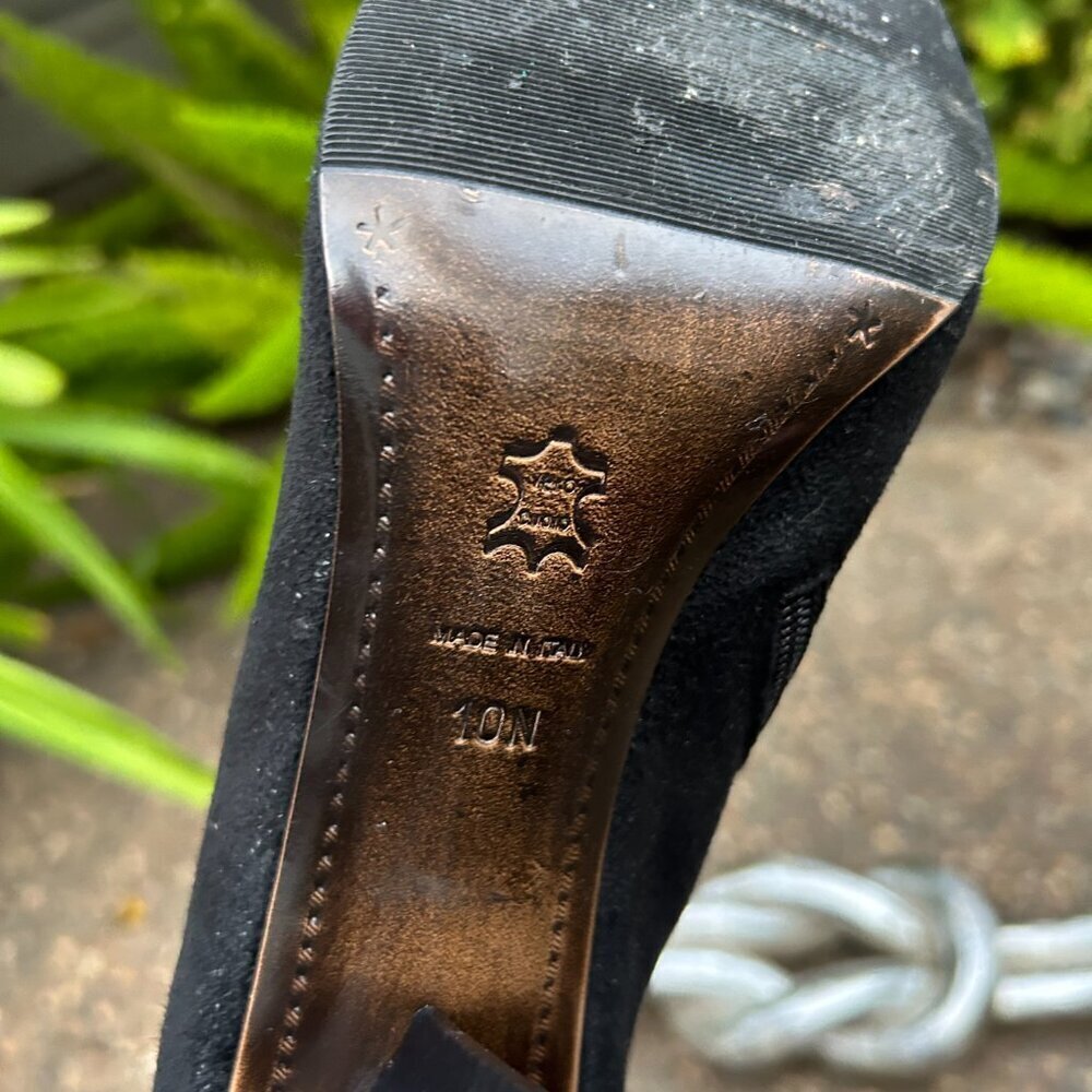 Donald J. Pliner Couture Bobina Black Suede Croc Panel High Heel Boots Size 10N - Picture 11 of 16